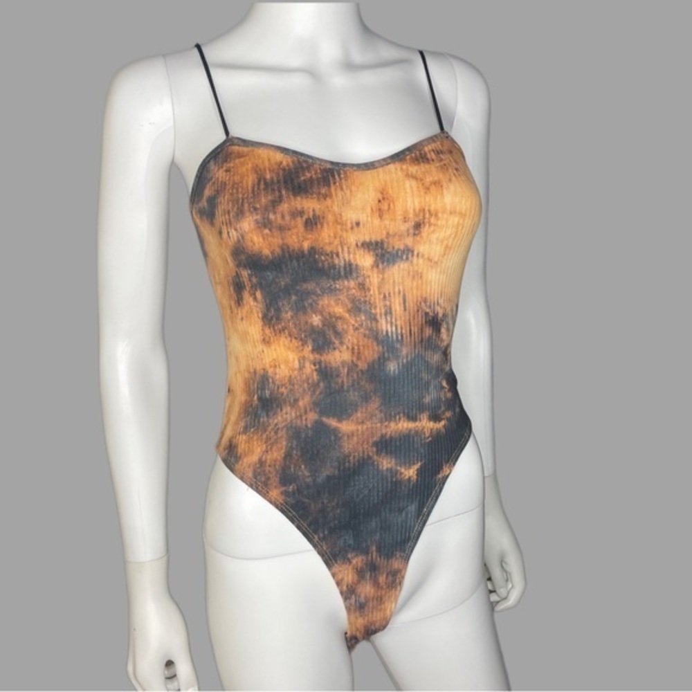 SHEIN The Tie Dye Bodysuit Orange/Black